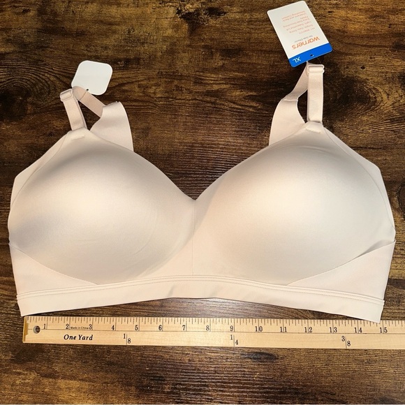 Warners Bra Womens XL Beige No Side Effects Back Smoothing Wireless T-Shirt NEW - Picture 5 of 6